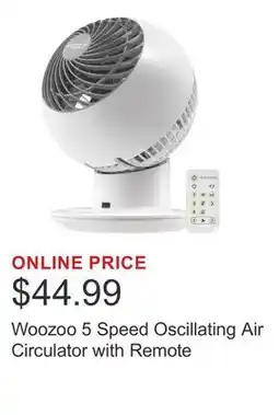 Costco Woozoo 5 Speed Oscillating Air Circulator with Remote offer