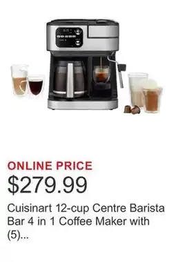 Costco Cuisinart 12-cup Centre Barista Bar 4 in 1 Coffee Maker with (5) Charcoal Filters, K-Cup Compatible offer