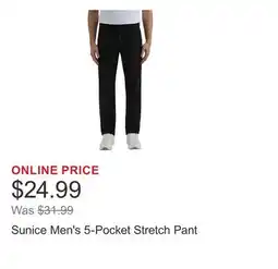 Costco Sunice Men's 5-Pocket Stretch Pant offer
