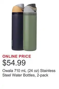 Costco Owala 710 mL (24 oz) Stainless Steel Water Bottles, 2-pack offer