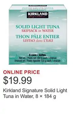 Costco Kirkland Signature Solid Light Tuna in Water, 8 × offer