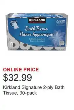 Costco Kirkland Signature 2-ply Bath Tissue, 30-pack offer