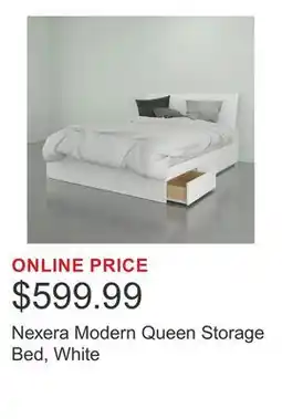 Costco Nexera Modern Queen Storage Bed, White offer