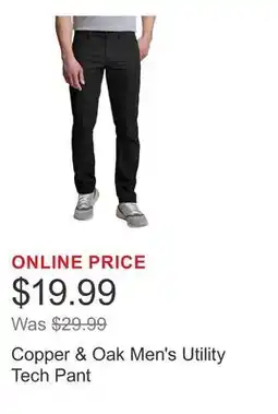 Costco Copper & Oak Men's Utility Tech Pant offer