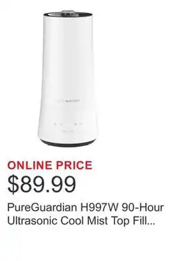 Costco PureGuardian H997W 90-Hour Ultrasonic Cool Mist Top Fill Humidifier offer