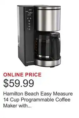 Costco Hamilton Beach Easy Measure 14 Cup Programmable Coffee Maker with Touch Display and Reusable Filter offer