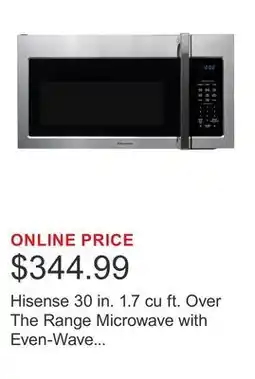 Costco Hisense 30 in. 1.7 cu ft. Over The Range Microwave with Even-Wave Technology, 300 CFM offer