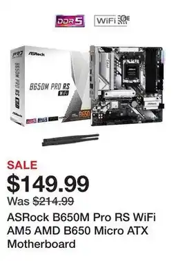 Newegg ASRock B650M Pro RS WiFi AM5 AMD B650 Micro ATX Motherboard offer
