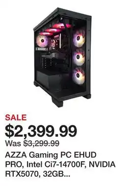 Newegg AZZA Gaming PC EHUD PRO, Intel Ci7-14700F, NVIDIA RTX5070, 32GB DDR5, 2TB M.2 SSD, Windows 11 Home offer
