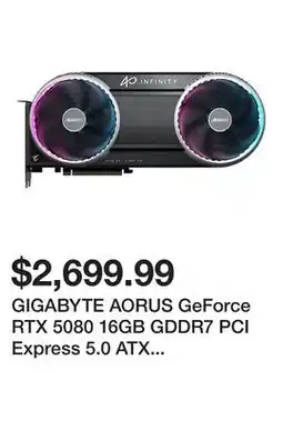Newegg GIGABYTE AORUS GeForce RTX 5080 16GB GDDR7 PCI Express 5.0 ATX Graphics Card GV-N5080AORUS IF-16GD offer