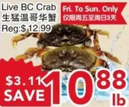 Yours Food Mart Live BC Crab offer
