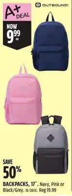 Canadian Tire OUTBOUND BACKPACKS offer