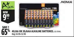 Canadian Tire NOMA 40/AA OR 30///AAA ALKALINE BATTERIES offer