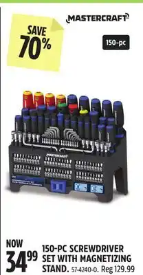 Canadian Tire Mastercraft 150-PC SCREWDRIVER SET WITH MAGNETIZING STAND offer