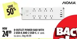 Canadian Tire NOMA 8-OUTLET POWER BAR WITH 2 USB-A AND 2 USB-C offer