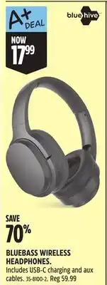 Canadian Tire BLUE HIVE BLUEBASS WIRELESS HEADPHONES offer