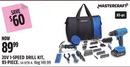 Canadian Tire MASTERCRAFT 20V 1-SPEED DRILL KIT offer