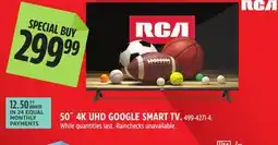 Canadian Tire 50 4K UHD GOOGLE SMART TV offer