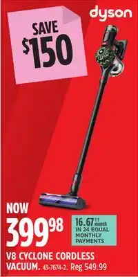 Canadian Tire DYSON V8 CYCLONE CORDLESS VACUUM offer