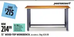Canadian Tire MASTERCRAFT 72 WOOD-TOP WORKBENCH offer