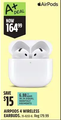 Canadian Tire APPLE AIRPODS 4 WIRELESS EARBUDS offer