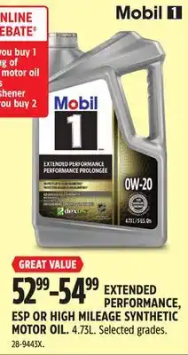 Canadian Tire MOBIL 1 EXTENDED PERFORMANCE, ESP OR HIGH MILEAGE SYNTHETIC MOTOR OIL offer