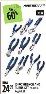 Canadian Tire MASTERCRAFT 10-PC WRENCH AND PLIERS SET offer