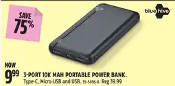 Canadian Tire Bluehive 3-PORT 10K MAH PORTABLE POWER BANK offer