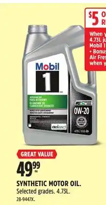 Canadian Tire MOBIL 1 SYNTHETIC MOTOR OIL offer