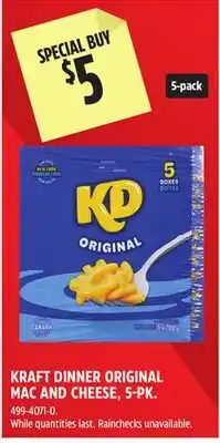 Canadian Tire KRAFT DINNER ORIGINAL MAC AND CHEESE, 5-PK offer