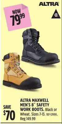 Canadian Tire ALTRA MAXWELL MEN'S 8˝ SAFETY WORK BOOTS offer