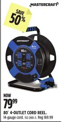 Canadian Tire Mastercraft 80° 4-OUTLET CORD REEL offer