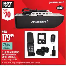Canadian Tire Mastercraft 1/2-HP CHAIN-DRIVE SMART GARAGE DOOR OPENER offer