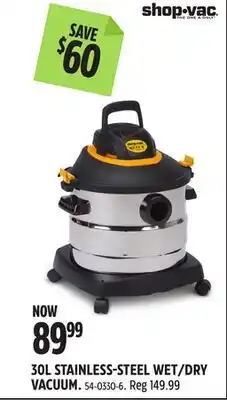 Canadian Tire Shop-Vac 30L STAINLESS-STEEL WET DRY VACUUM offer