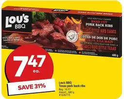 Giant Tiger Lou's BBQ Texas pork back ribs offer