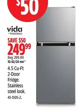 Canadian Tire VIDA BY PADERNO 4.5 Cu-Ft 2-Door Fridge offer