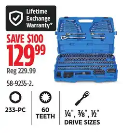 Canadian Tire Mastercraft Socket Set, 233-pc, SAE / Metric, Nickel-Chrome Plating offer