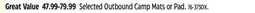 Canadian Tire Selected Outbound Camp Mats or Pad offer