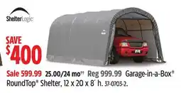 Canadian Tire ShelterLogic Garage-in-a-Box RoundTop Shelter, 12 x 20 x 8´ h offer