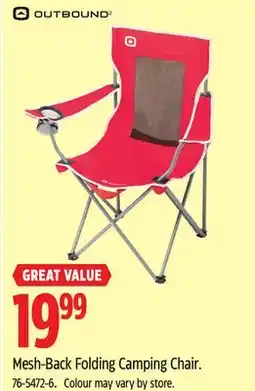 Canadian Tire Outbound Mesh-Back Folding Camping Chair offer
