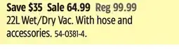 Canadian Tire Mastervac 22L Wet/Dry Vac offer