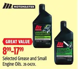 Canadian Tire Selected MOTOMASTER Grease and Small Engine Oils offer