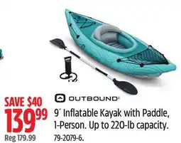 Canadian Tire 9´ Inflatable Kayak with Paddle, 1-Person offer
