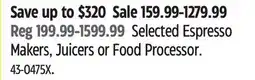 Canadian Tire Selected Espresso Makers, Juicers or Food Processor offer