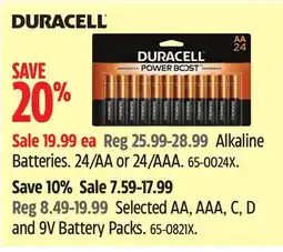Canadian Tire DURACELL Alkaline Batteries offer