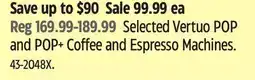 Canadian Tire Selected Nespresso Vertuo POP and POP+ Coffee and Espresso Machines offer