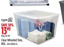 Canadian Tire type A Clear Wheeled Tote offer