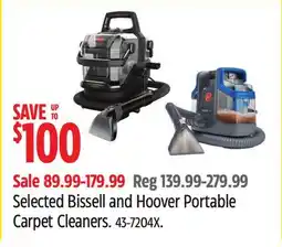 Canadian Tire Selected Bissell and Hoover Portable Carpet Cleaners offer