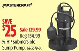 Canadian Tire MASTERCRAFT 1/4-HP Submersible Sump Pump offer