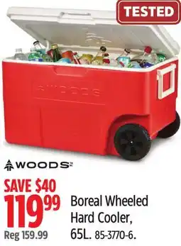 Canadian Tire WOODS Boreal Wheeled Hard Cooler, 65L offer